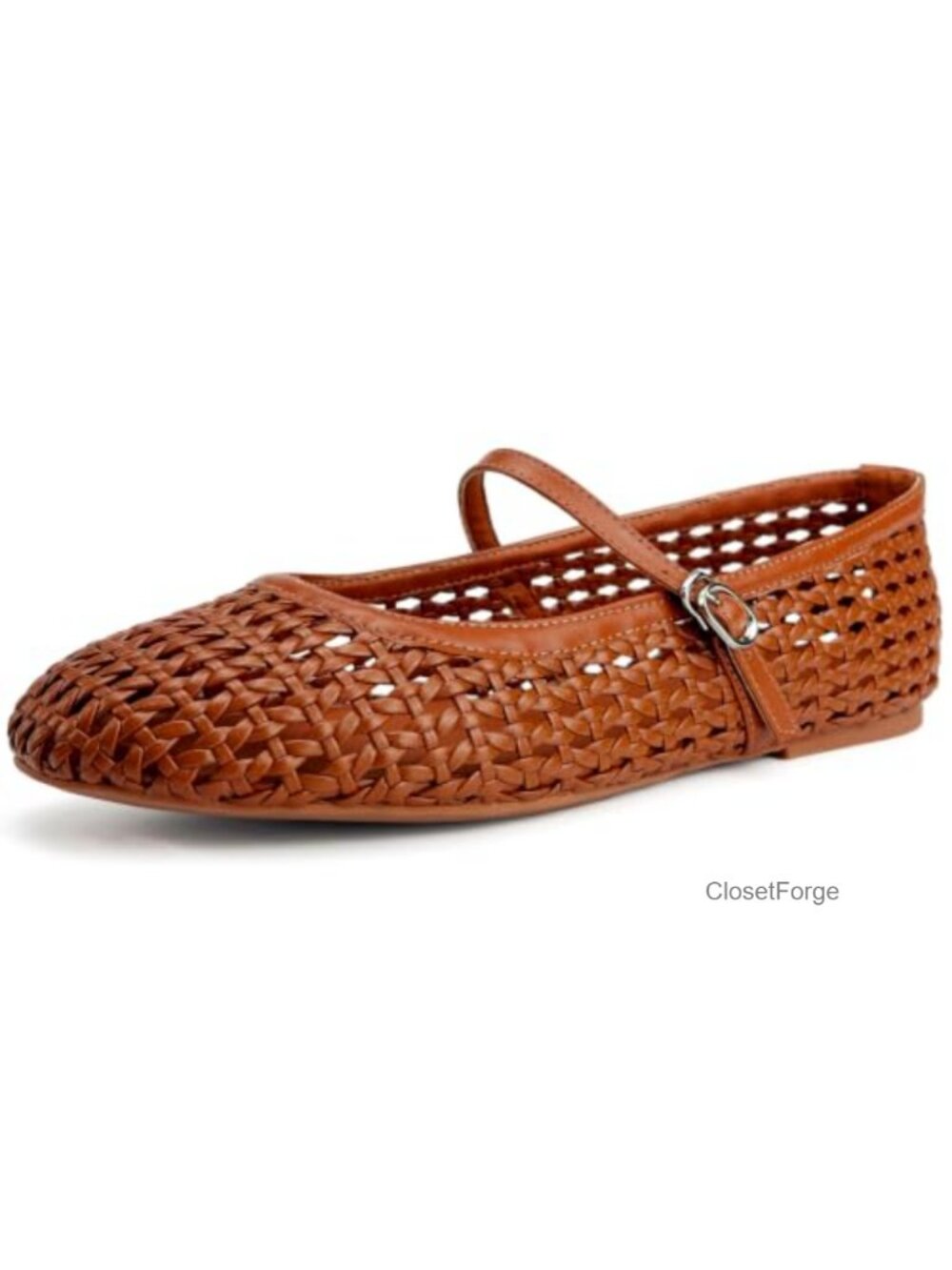 Soft Woven Mary Jane Flats with Memory Foam Cushioned Adjustable Strap